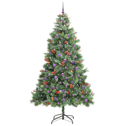 Kunstigt juletræ med LED -strimmellys Grøn 240 cm PVC og metal