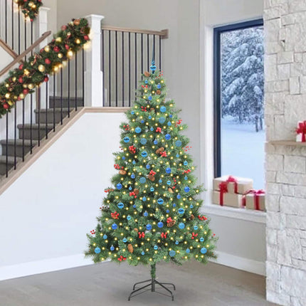 Kunstigt juletræ med LED -strimmellys Grøn 240 cm PVC og metal
