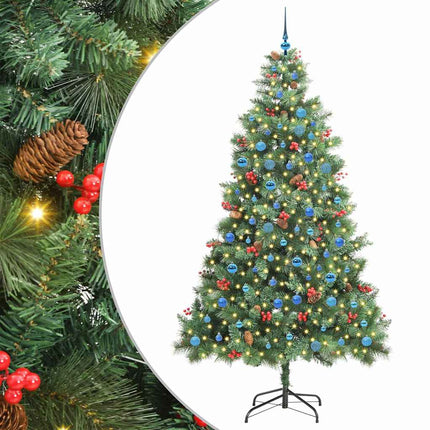 Kunstigt juletræ med LED -strimmellys Grøn 240 cm PVC og metal