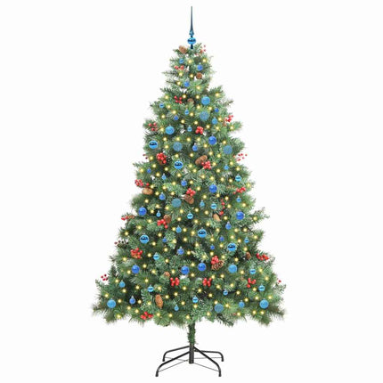 Kunstigt juletræ med LED -strimmellys Grøn 240 cm PVC og metal