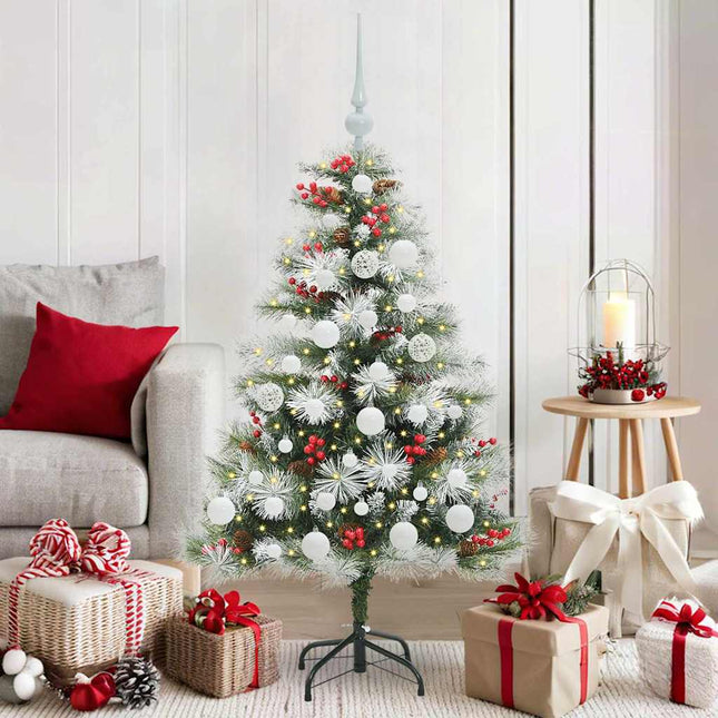 Kunstigt juletræ Grøn og hvid 120 cm PVC og metal og plast