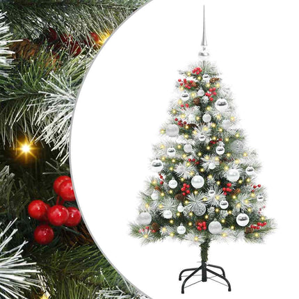Kunstigt juletræ Grøn og hvid 120 cm PVC og metal og plast