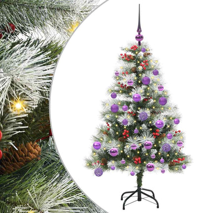 Kunstigt juletræ Grøn og hvid 120 cm PVC og metal og plast