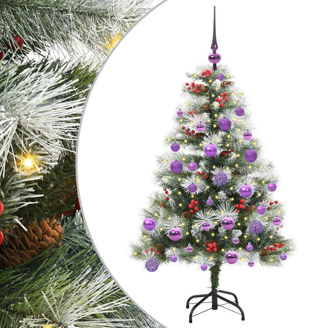 Kunstigt juletræ Grøn og hvid 120 cm PVC og metal og plast