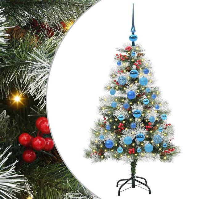 Kunstigt juletræ Grøn og hvid 120 cm PVC og metal og plast