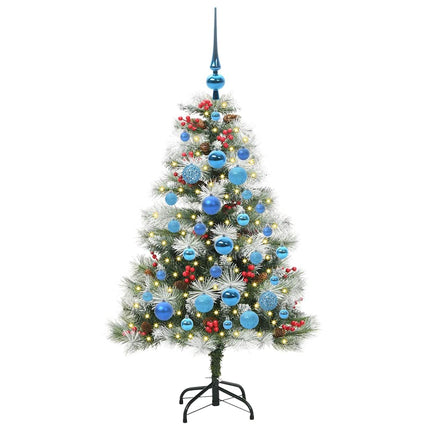 Kunstigt juletræ Grøn og hvid 120 cm PVC og metal og plast