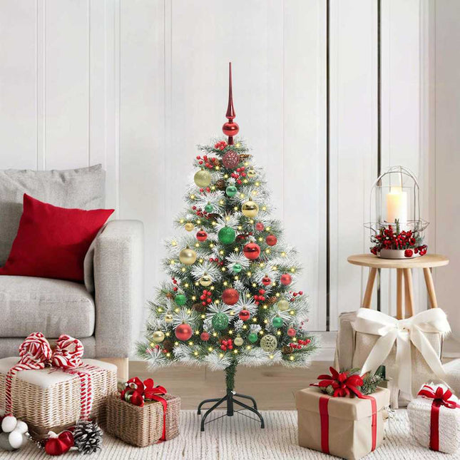 Kunstigt juletræ Grøn og hvid 120 cm PVC og metal og plast