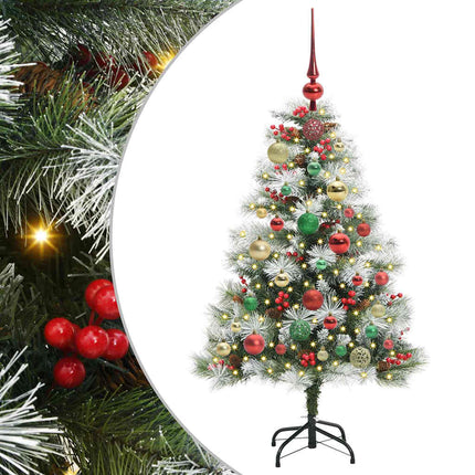 Kunstigt juletræ Grøn og hvid 120 cm PVC og metal og plast