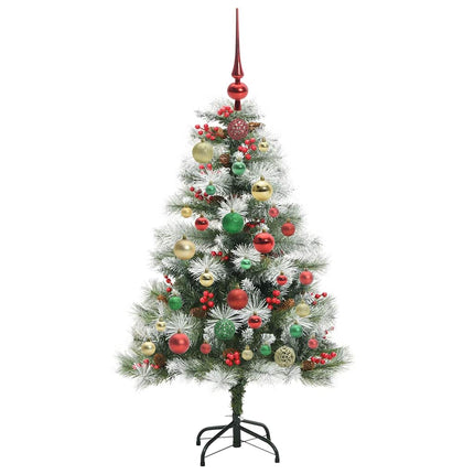 Kunstigt juletræ Grøn og hvid 120 cm PVC og metal og plast