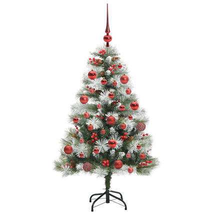Kunstigt juletræ Grøn og hvid 150 cm PVC og metal og plast