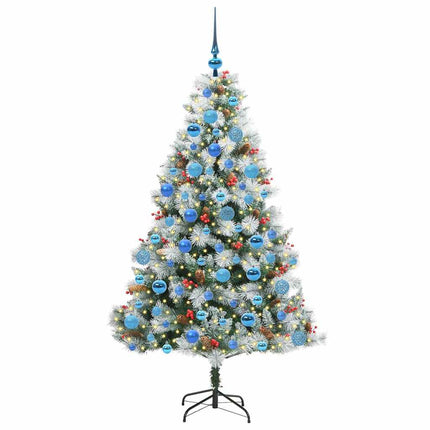 Kunstigt juletræ Grøn og hvid 180 cm PVC og metal og plast