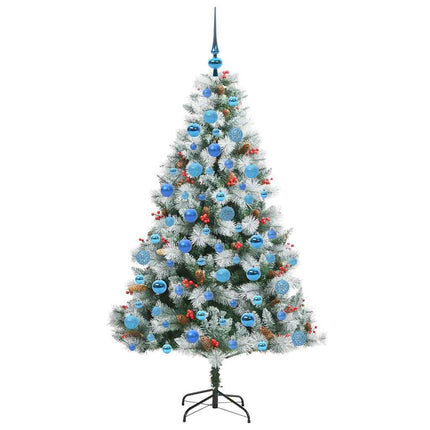 Kunstigt juletræ Grøn og hvid 180 cm PVC og metal og plast