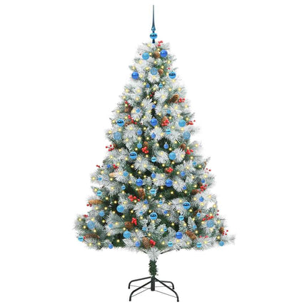 Kunstigt juletræ Grøn og hvid 210 cm PVC og metal og plast