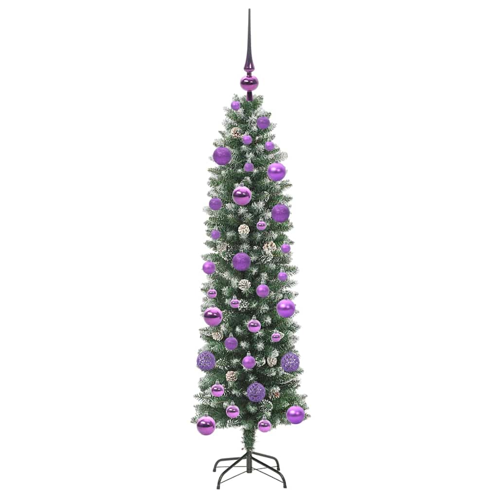 Kunstigt slankt juletræ med 150 LED'er Grøn og Hvid 120 cm