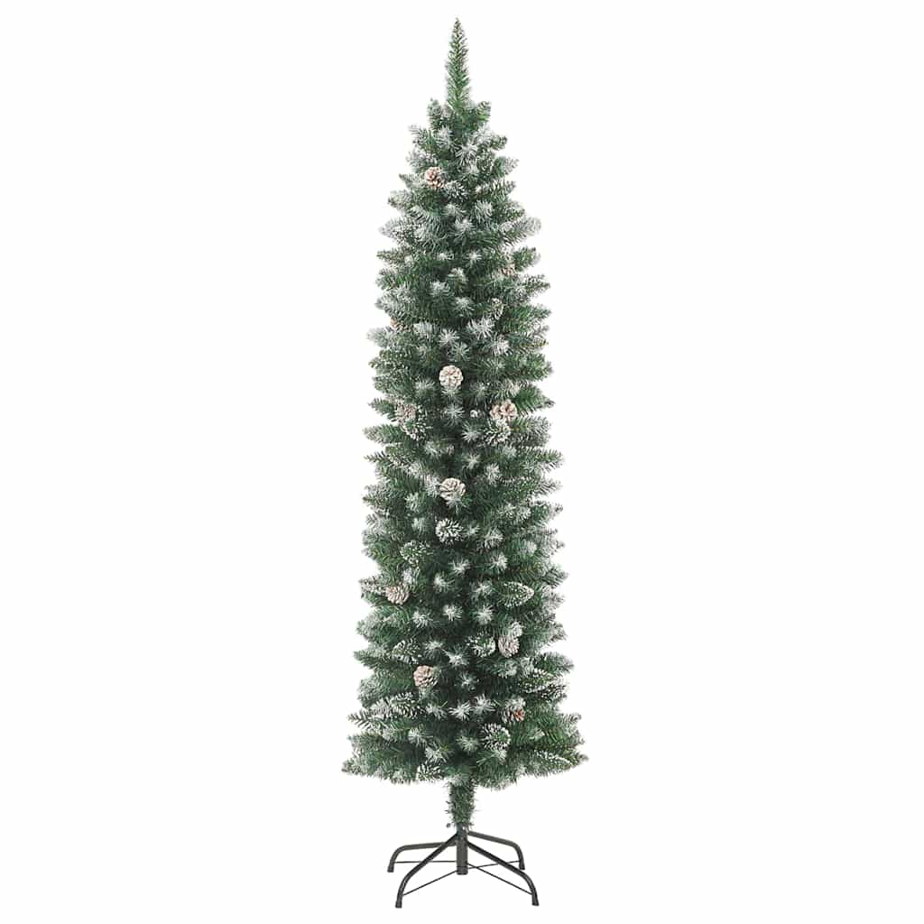 Kunstigt slankt juletræ med 150 LED'er Grøn og Hvid 120 cm