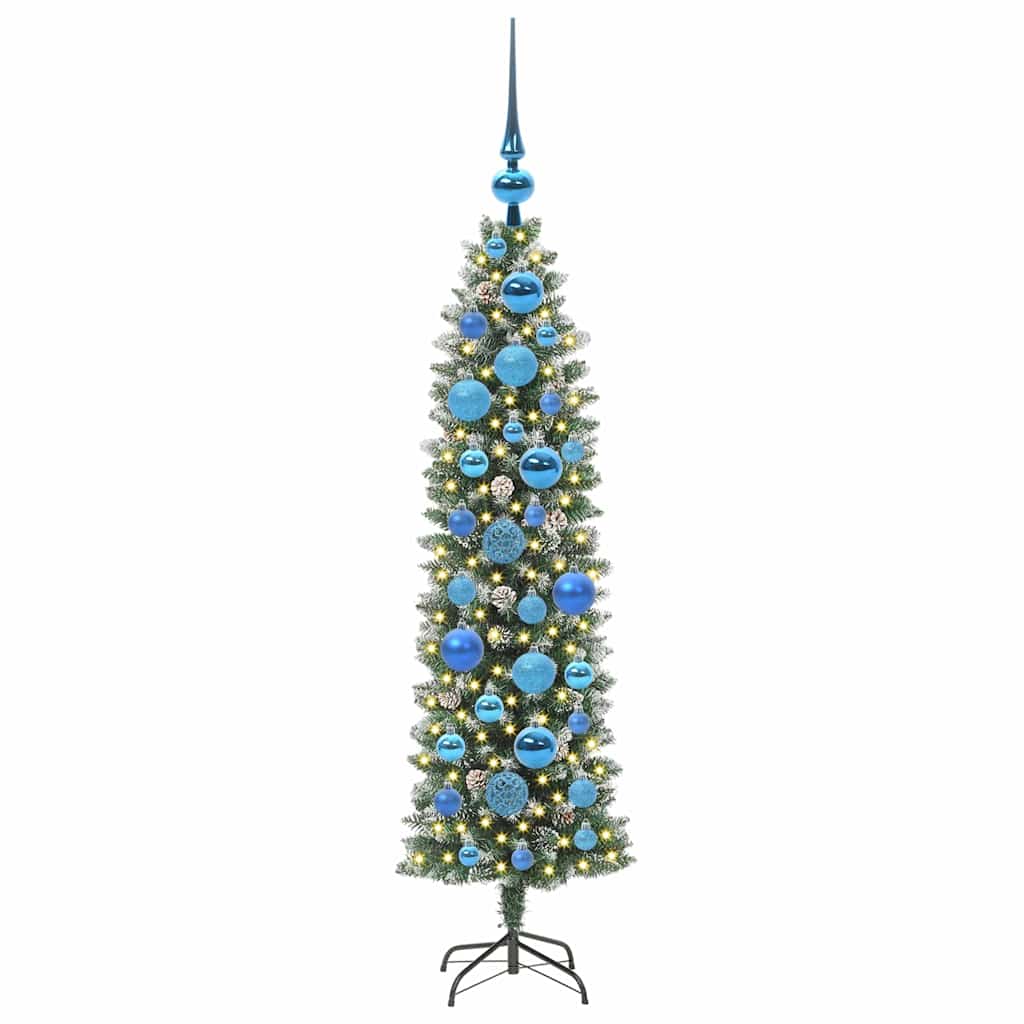 Kunstigt slankt juletræ med 150 LED'er Grøn og Hvid 120 cm