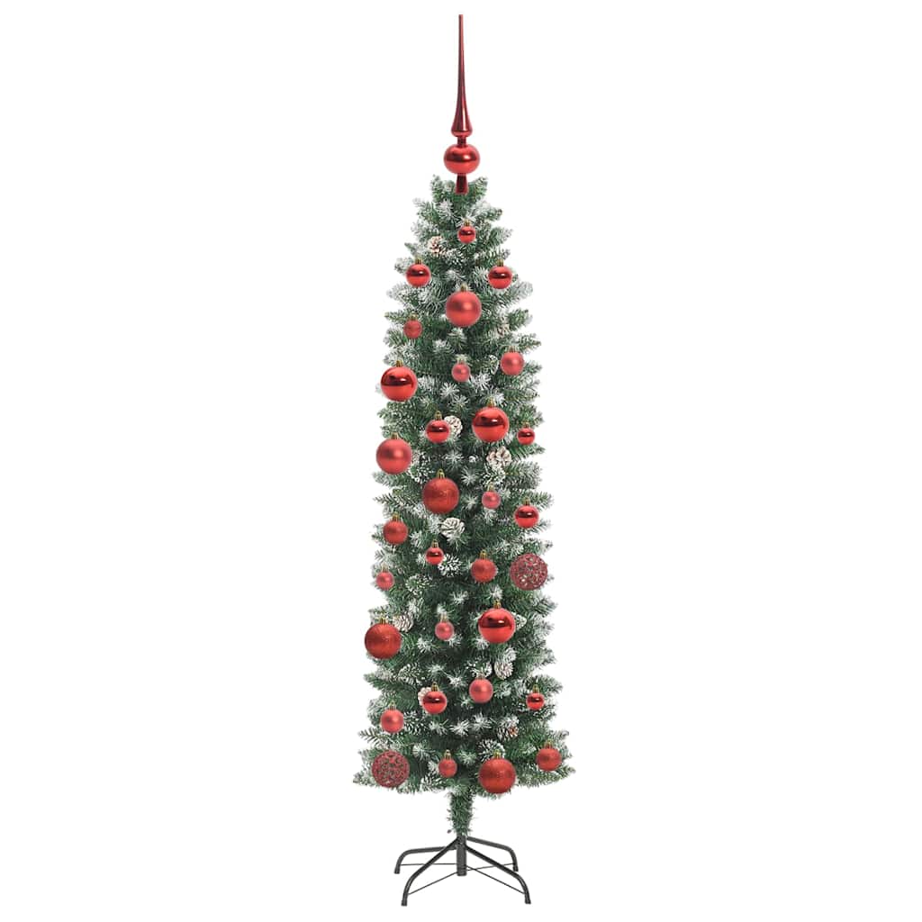 Kunstigt slankt juletræ med 150 LED'er Grøn og Hvid 150 cm