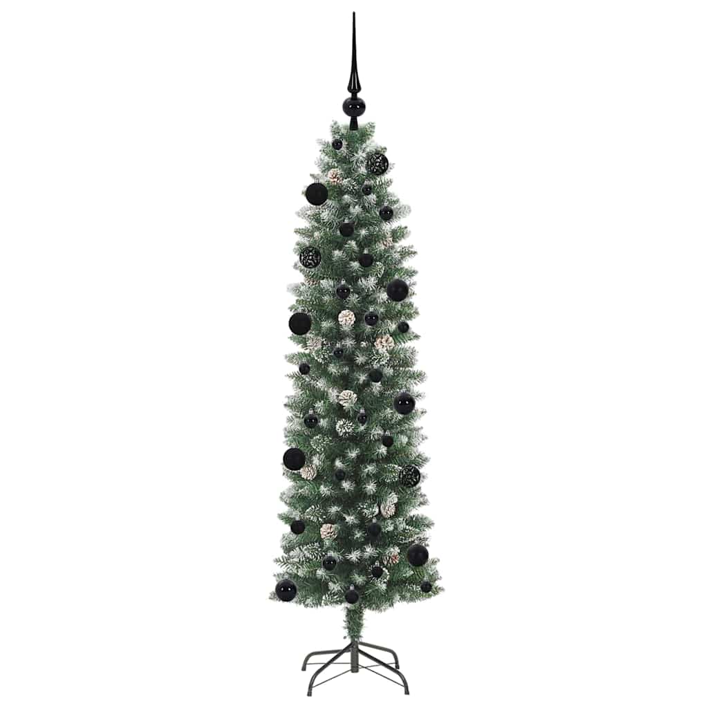 Kunstigt slankt juletræ med 150 LED'er Grøn og Hvid 150 cm