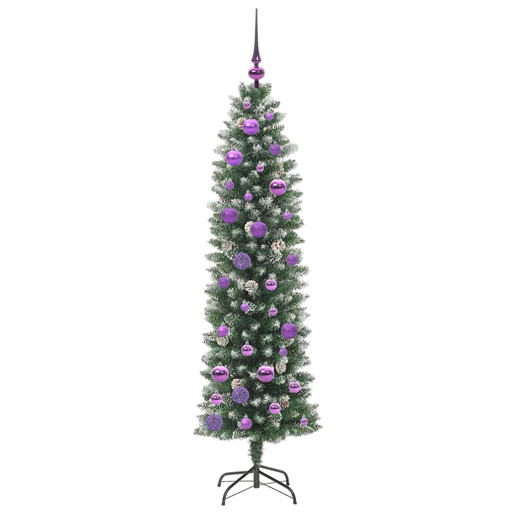 Kunstigt slankt juletræ med 150 LED'er Grøn og Hvid 150 cm