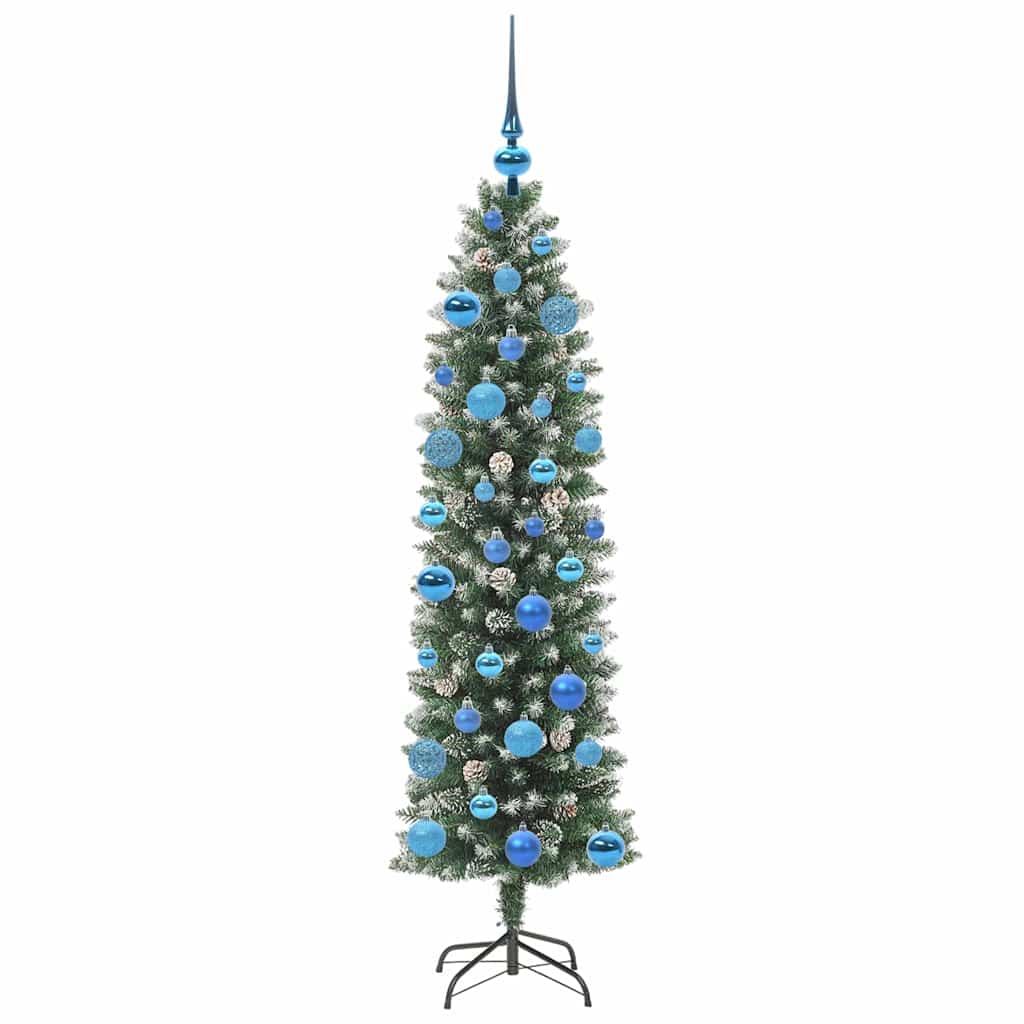 Kunstigt slankt juletræ med 150 LED'er Grøn og Hvid 150 cm