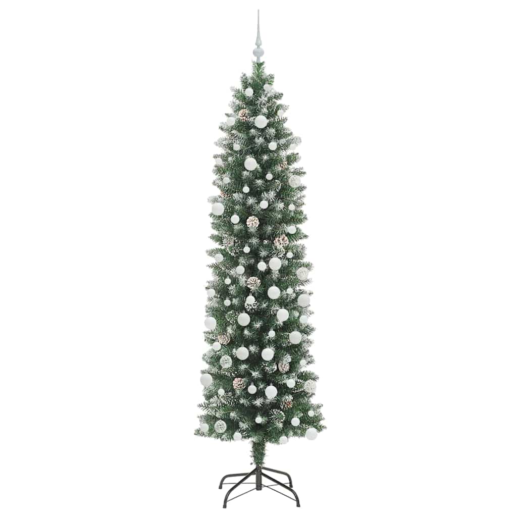 Kunstigt slankt juletræ med 300 LED'er Grøn og Hvid 210 cm