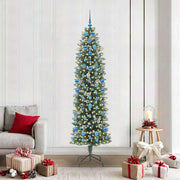 Kunstigt slankt juletræ med 300 LED'er Grøn og Hvid 210 cm