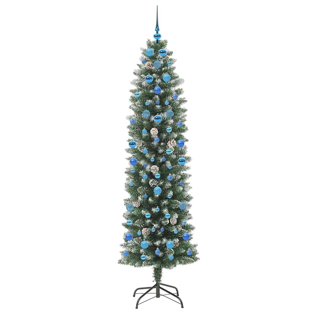 Kunstigt slankt juletræ med 300 LED'er Grøn og Hvid 210 cm