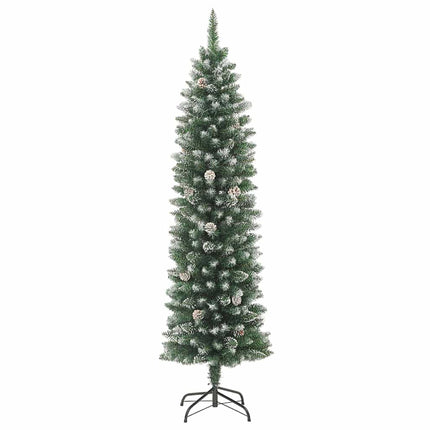 Kunstigt slankt juletræ Grøn og Hvid 210 cm