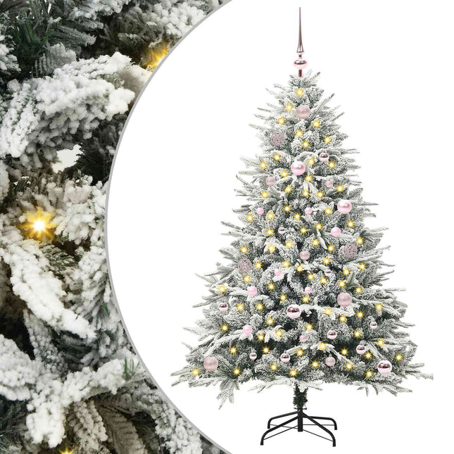 Kunstigt præ-dekoreret juletræ med kuglesæt Grøn 150 cm