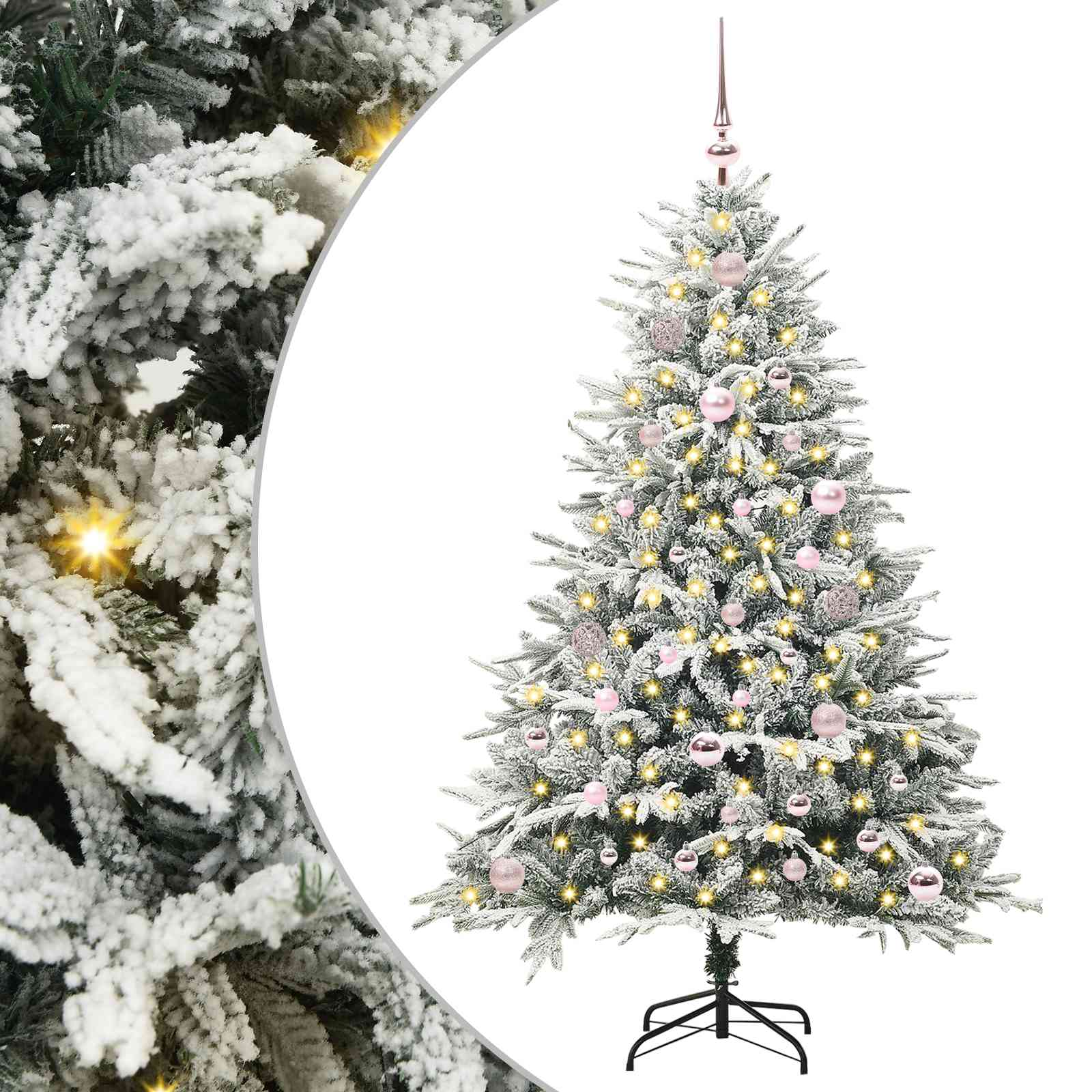Kunstigt præ-dekoreret juletræ med kuglesæt Grøn 150 cm