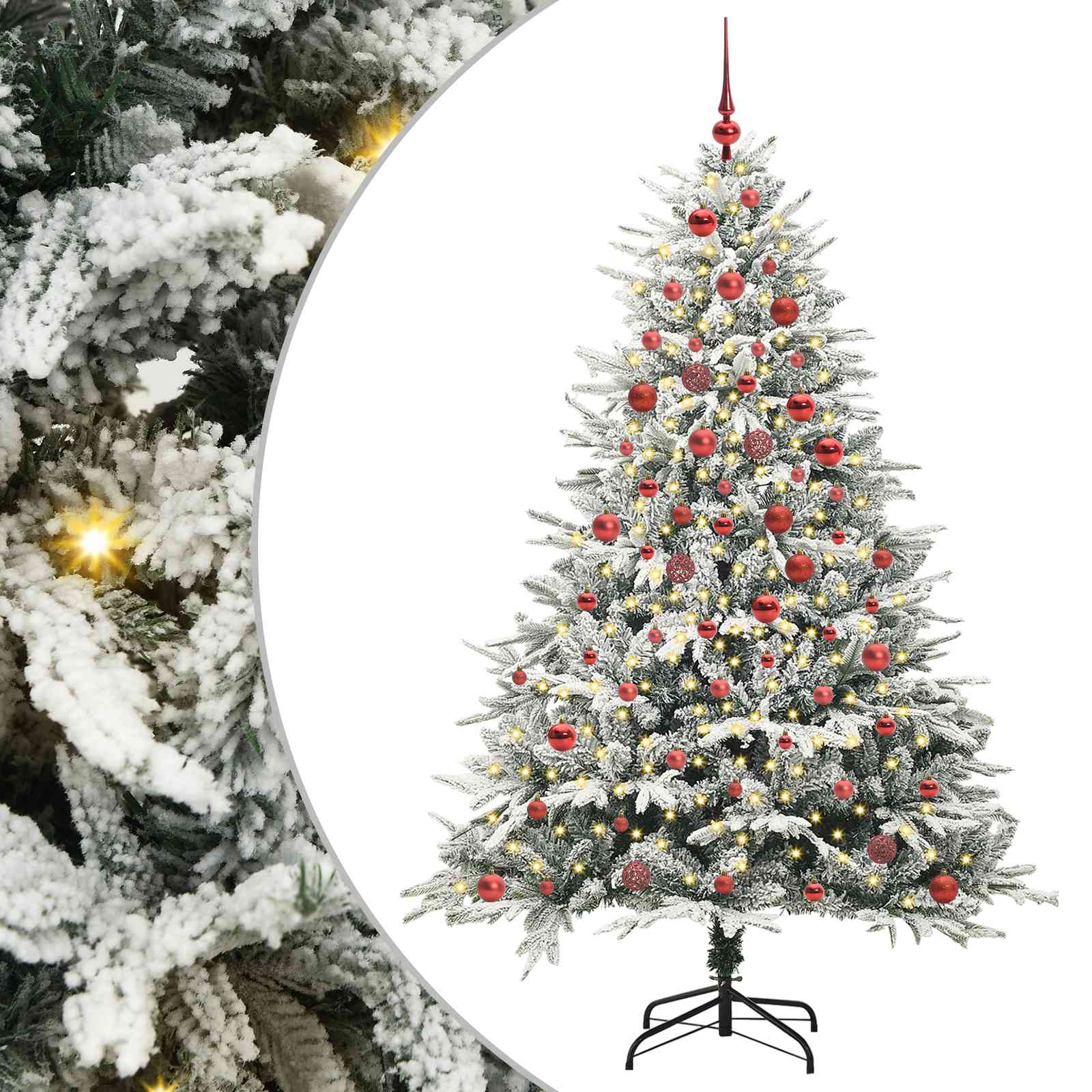 Kunstigt præ-dekoreret juletræ med kuglesæt Grøn 180 cm