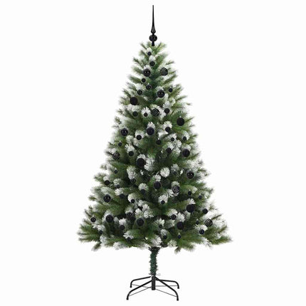 Kunstigt Hængslet Juletræ med Flocked Sne Grøn og hvid 210 cm