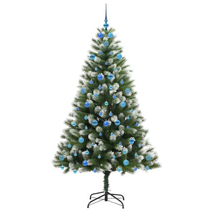 Kunstigt Hængslet Juletræ med Flocked Sne Grøn og hvid 210 cm