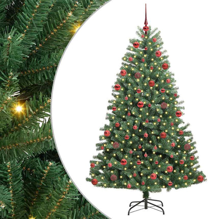 Kunstigt Hinged Juletræ med 300 LED'er Grøn 180 cm PVC og metal