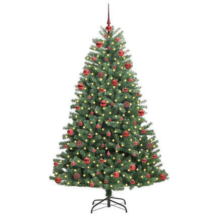 Kunstigt Hinged Juletræ med 300 LED'er Grøn 180 cm PVC og metal