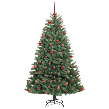Kunstigt Hinged Juletræ med 300 LED'er Grøn 180 cm PVC og metal