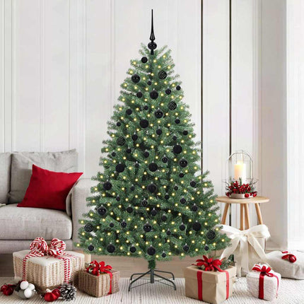 Kunstigt Hinged Juletræ med 300 LED'er Grøn 180 cm PVC og metal
