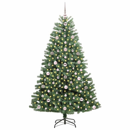 Kunstigt Hinged Juletræ med 300 LED'er Grøn 180 cm PVC og metal