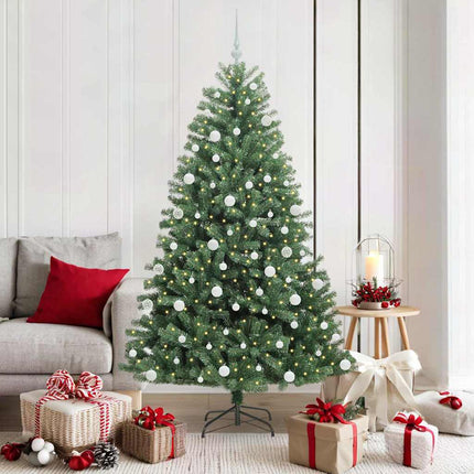 Kunstigt Hinged Juletræ med 300 LED'er Grøn 180 cm PVC og metal