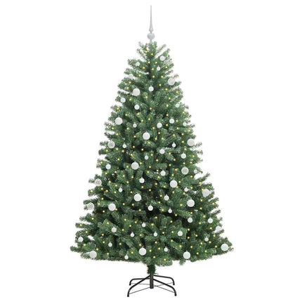 Kunstigt Hinged Juletræ med 300 LED'er Grøn 180 cm PVC og metal