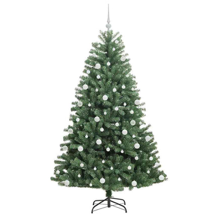 Kunstigt Hinged Juletræ med 300 LED'er Grøn 180 cm PVC og metal