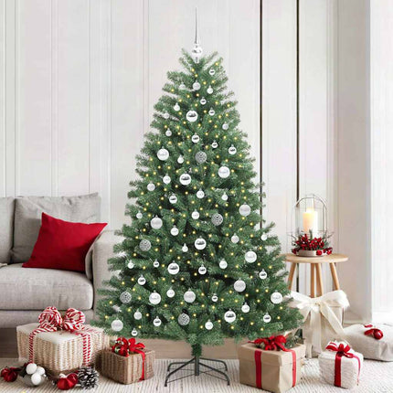 Kunstigt Hinged Juletræ med 300 LED'er Grøn 180 cm PVC og metal