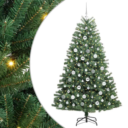 Kunstigt Hinged Juletræ med 300 LED'er Grøn 180 cm PVC og metal