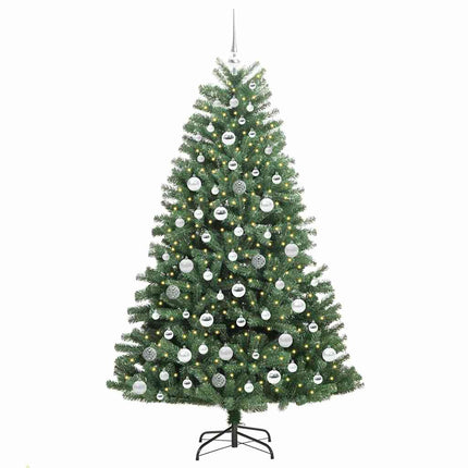 Kunstigt Hinged Juletræ med 300 LED'er Grøn 180 cm PVC og metal