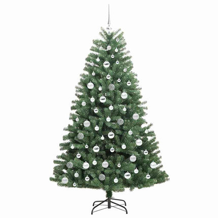 Kunstigt Hinged Juletræ med 300 LED'er Grøn 180 cm PVC og metal