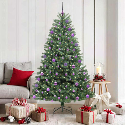 Kunstigt Hinged Juletræ med 300 LED'er Grøn 180 cm PVC og metal