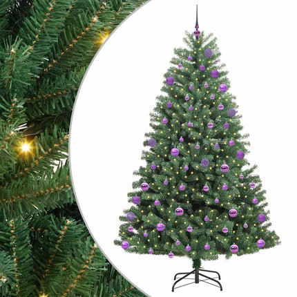 Kunstigt Hinged Juletræ med 300 LED'er Grøn 180 cm PVC og metal