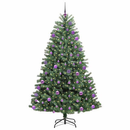Kunstigt Hinged Juletræ med 300 LED'er Grøn 180 cm PVC og metal
