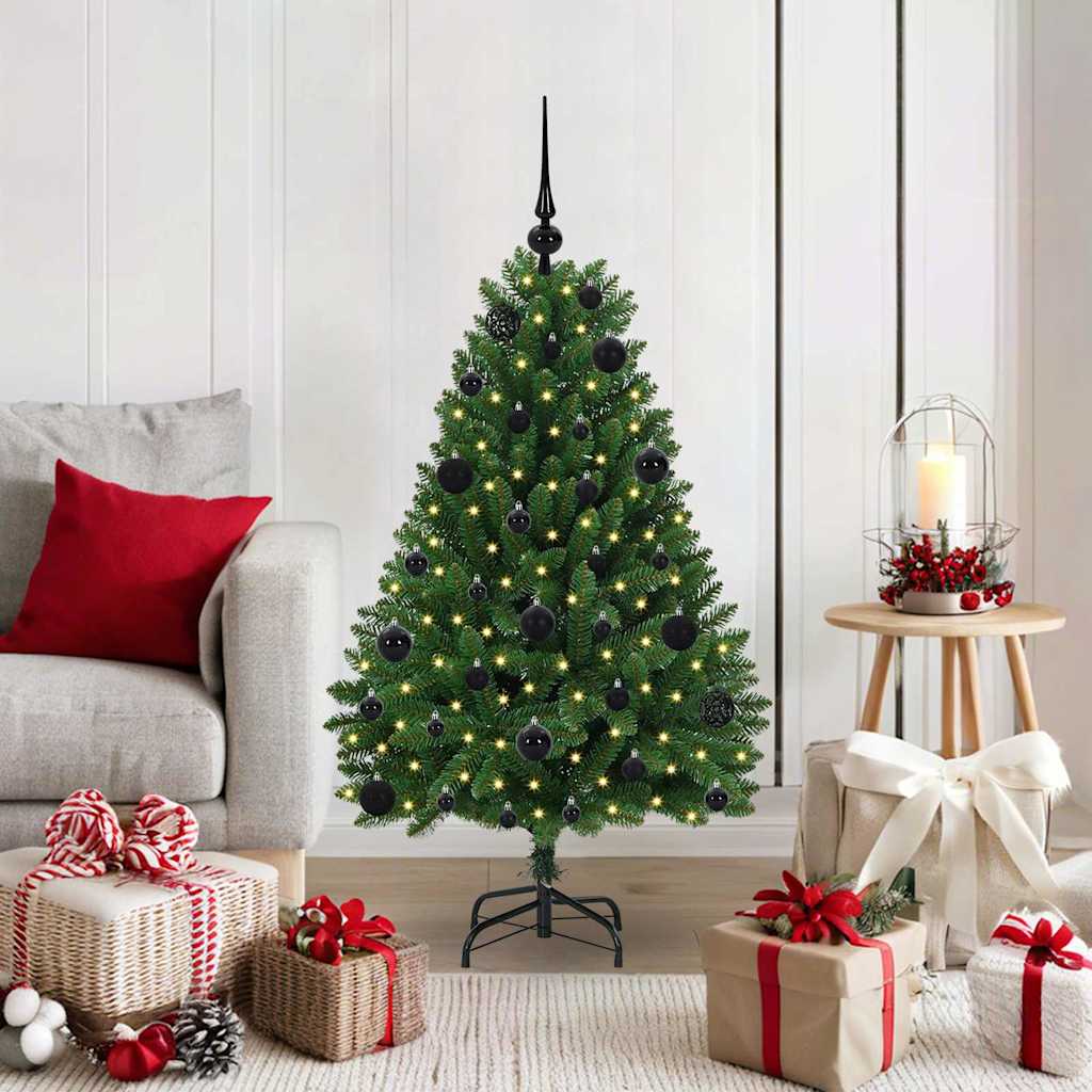 Kunstigt juletræ med 150 LED'er Grøn 120 cm PVC og metal