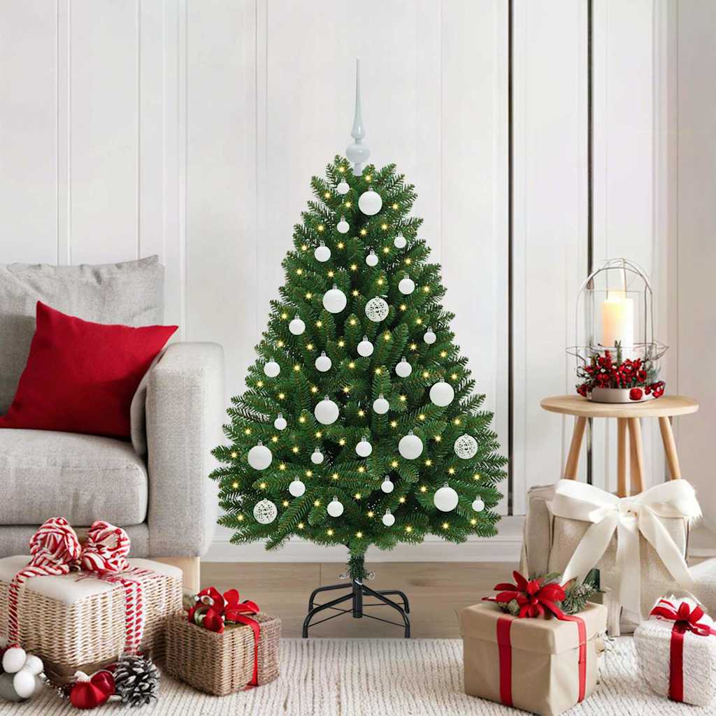 Kunstigt juletræ med 150 LED'er Grøn 120 cm PVC og metal